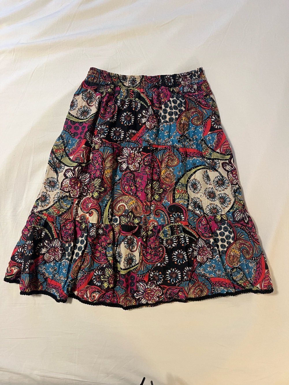 Bohemian Patchwork Midi Skirt - Multicolor - Picture 3 of 8